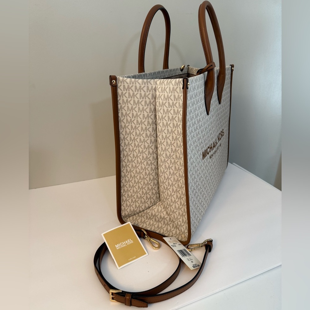 NEW Michael Kors Mirella Large North South MK Signature Tote Bag - Picture 7 of 13